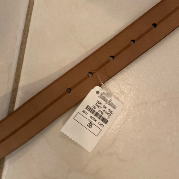 Neiman Marcus Genuine Lizard Brown Leather Belt Silver Hardware Buckle 36 Waist - Picture 4 of 7